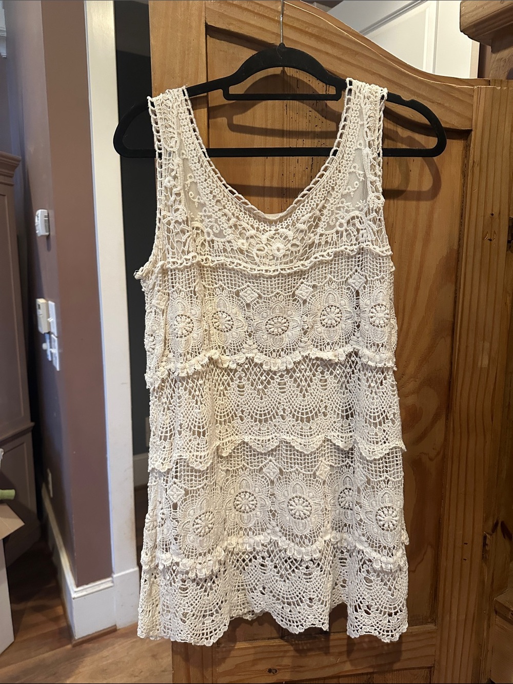 NorthStyle Cream Crochet Tank with Open Stitch Detail